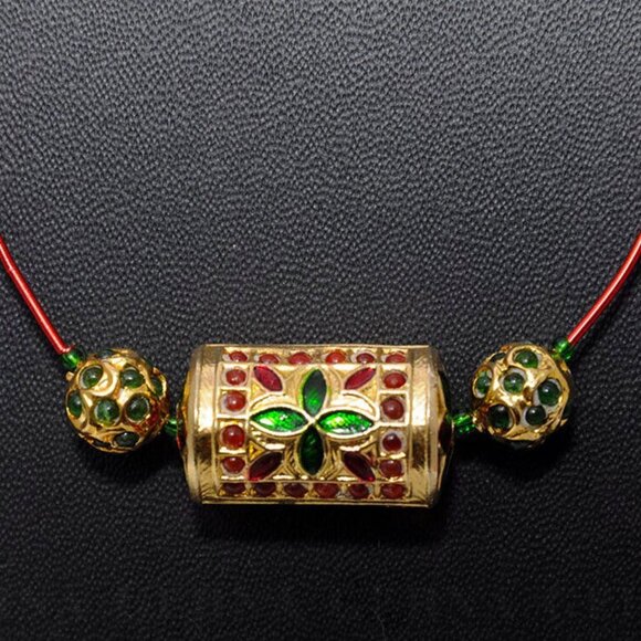 Gehna Jaipur Jewelry - Ruby and Emerald Jadau Lac pendant necklace CYBER MONDAY